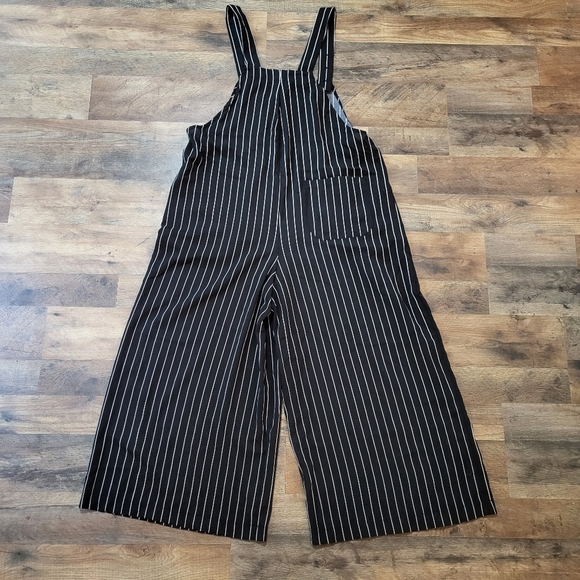 IWOLLENCE Women's Black and White Pinstripe Wideleg Overall Jumpsuit Size M - Picture 7 of 9